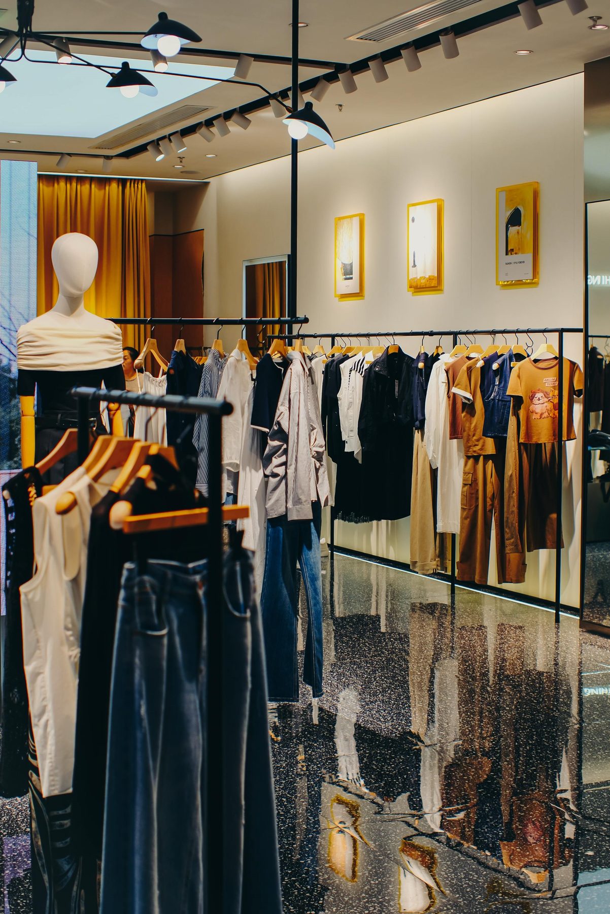 Clothing displayed in a boutique