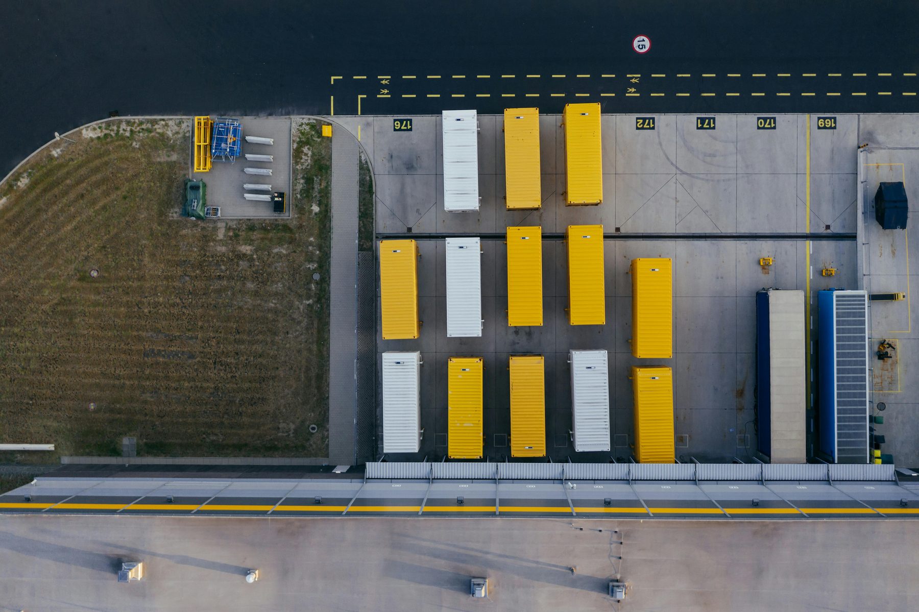 Aerial view of warehousing and logistics